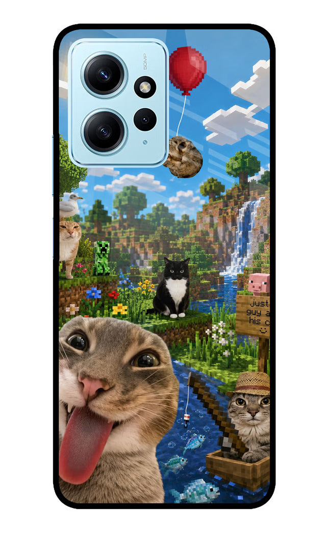 Minecraft Cat Chaos Redmi Note 12 4G Glass Case Back Cover by Casekaro
