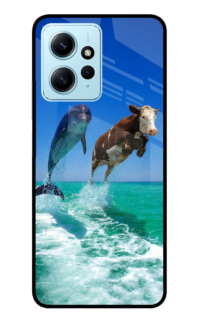 Dolphin vs Cow Redmi Note 12 4G Glass Case Back Cover by Casekaro