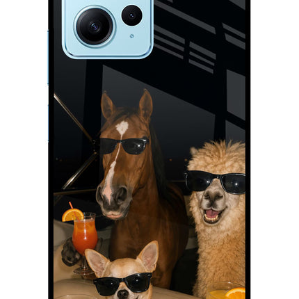 Party Squad Redmi Note 12 4G Glass Case Back Cover by Casekaro