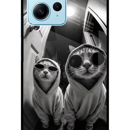Hood Cats Redmi Note 12 4G Glass Case Back Cover by Casekaro