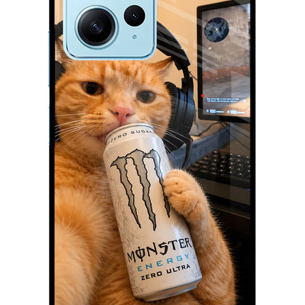 Gamer Cat Energy Redmi Note 12 4G Glass Case Back Cover by Casekaro