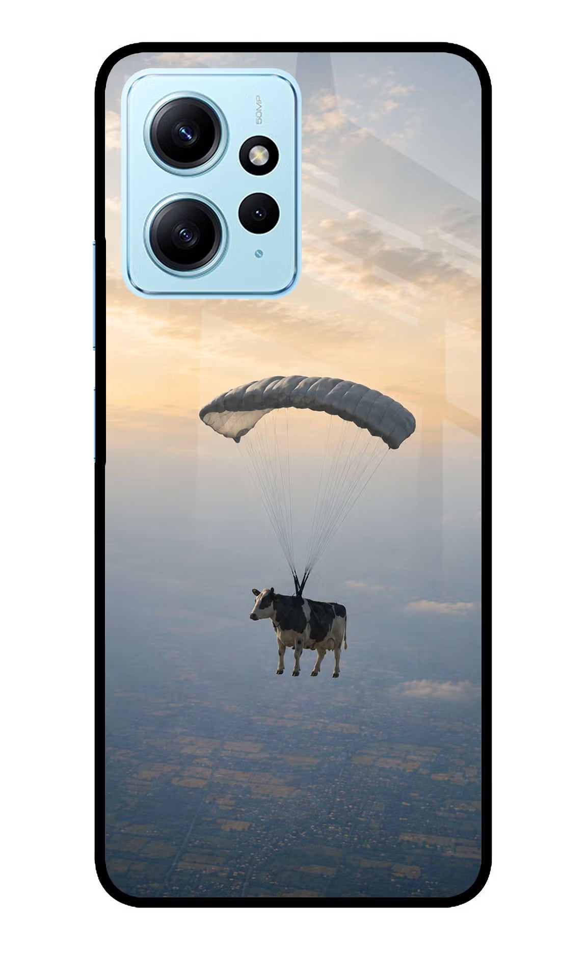 Skydiving Cow Redmi Note 12 4G Glass Case