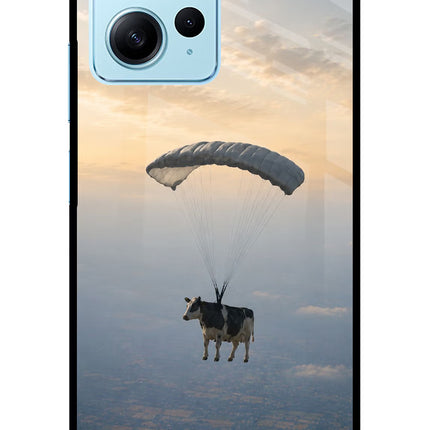 Skydiving Cow Redmi Note 12 4G Glass Case Back Cover by Casekaro