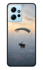 Skydiving Cow Redmi Note 12 4G Glass Case Back Cover by Casekaro