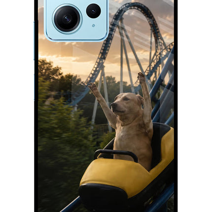 Rollercoaster Dog Redmi Note 12 4G Glass Case Back Cover by Casekaro