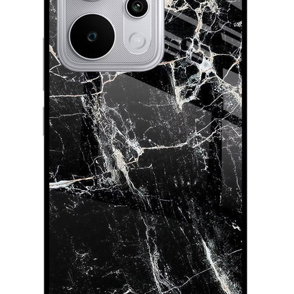 Black Marble Texture Realme P4 Power 5G Glass Case Back Cover by Casekaro