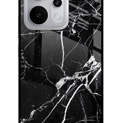 Black Marble Pattern Realme P4 Power 5G Glass Case Back Cover by Casekaro