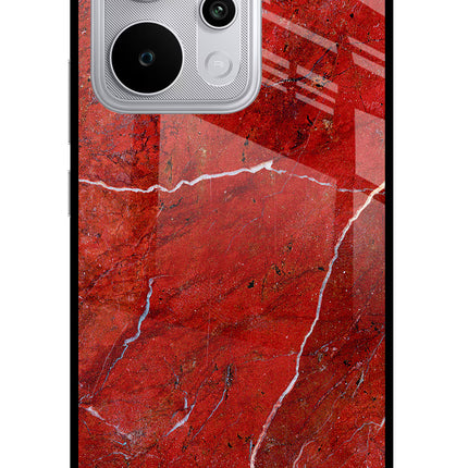 Red Marble Design Realme P4 Power 5G Glass Case Back Cover by Casekaro
