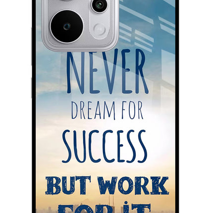Never Dream For Success But Work For It Realme P4 Power 5G Glass Case Back Cover by Casekaro
