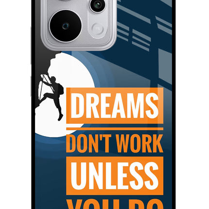 Dreams Don’T Work Unless You Do Realme P4 Power 5G Glass Case Back Cover by Casekaro