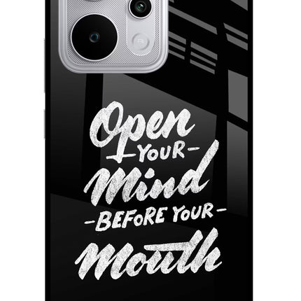 Open Your Mind Before Your Mouth Realme P4 Power 5G Glass Case Back Cover by Casekaro