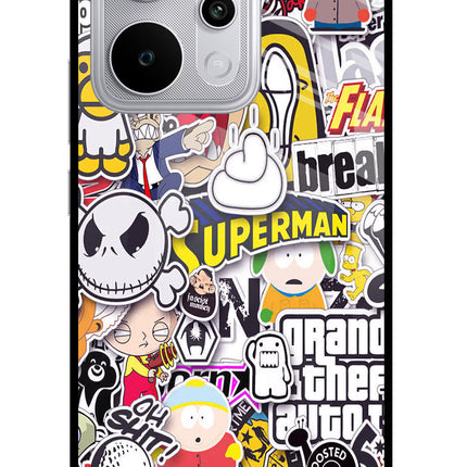 Sticker Bomb Realme P4 Power 5G Glass Case Back Cover by Casekaro