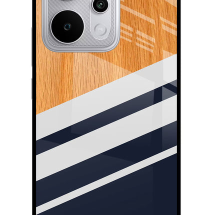 Blue and white wooden Realme P4 Power 5G Glass Case Back Cover by Casekaro
