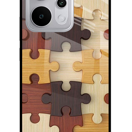 Wooden Puzzle Realme P4 Power 5G Glass Case Back Cover by Casekaro