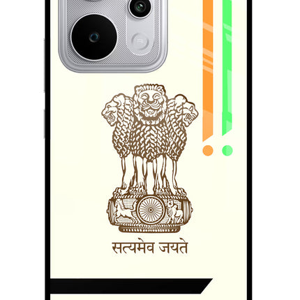 Satyamev Jayate Brown Logo Realme P4 Power 5G Glass Case Back Cover by Casekaro