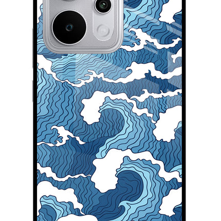 Blue Waves Realme P4 Power 5G Glass Case Back Cover by Casekaro