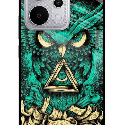 Green Owl Realme P4 Power 5G Glass Case Back Cover by Casekaro