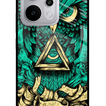 Green Owl Realme P4 Power 5G Glass Case Back Cover by Casekaro