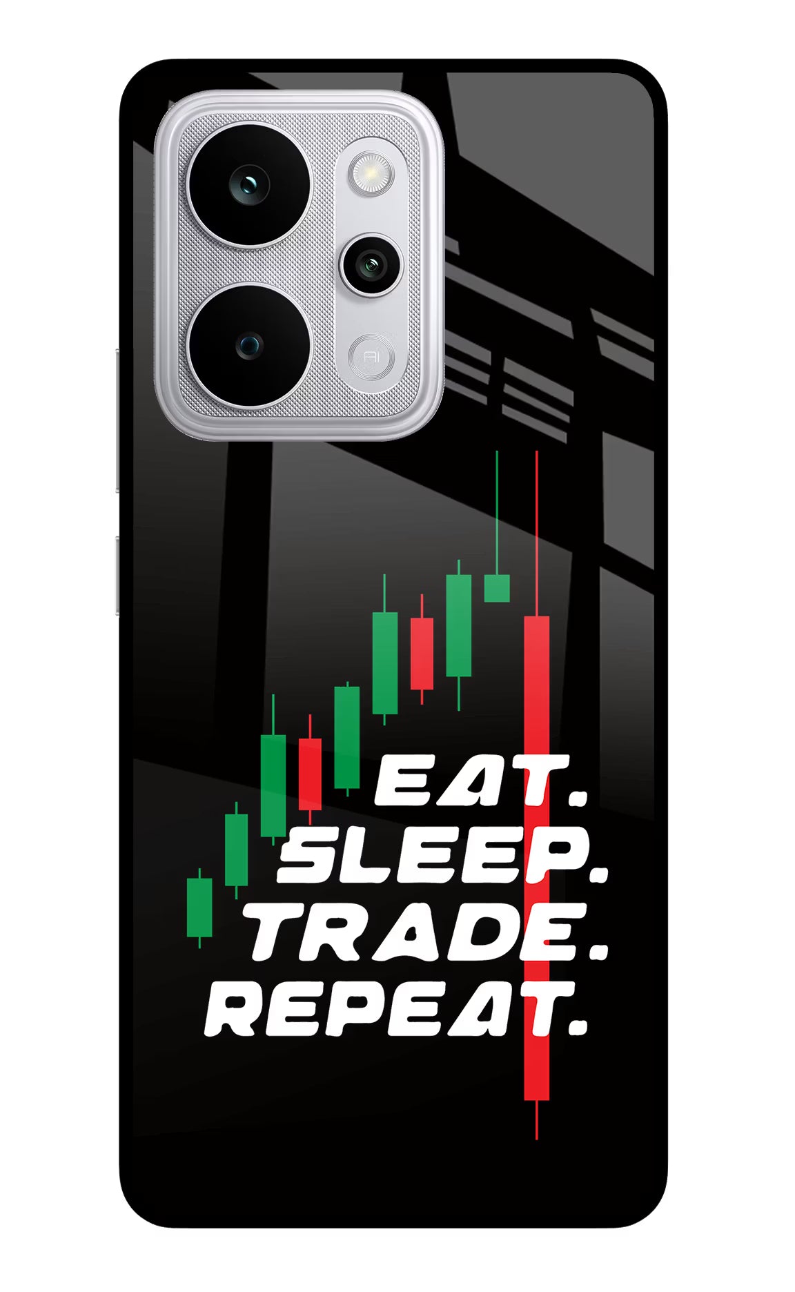 Eat Sleep Trade Repeat Realme P4 Power 5G Glass Case