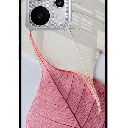 White Pink Leaf Realme P4 Power 5G Glass Case Back Cover by Casekaro