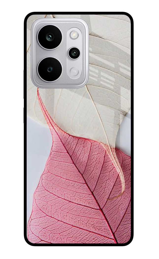 White Pink Leaf Realme P4 Power 5G Glass Case Back Cover by Casekaro