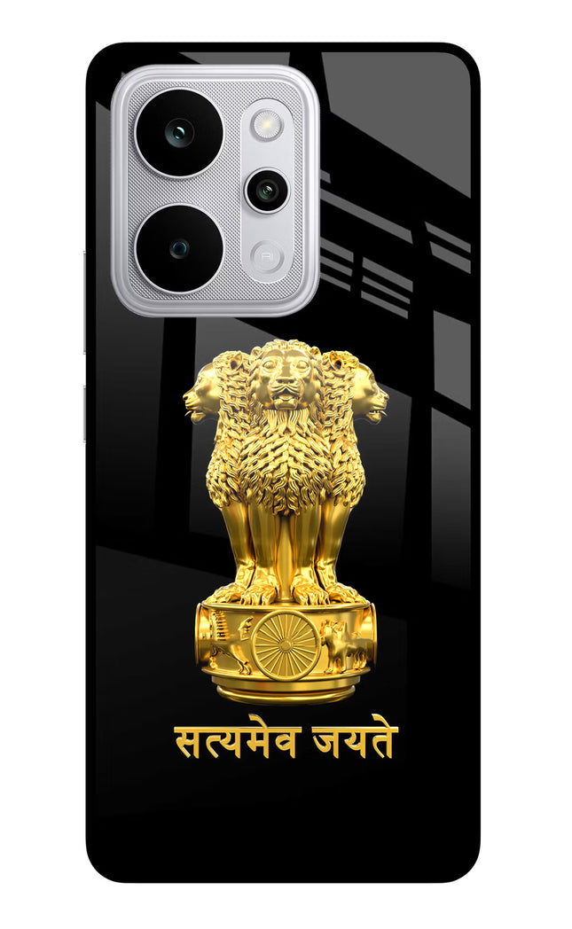 Satyamev Jayate Golden Realme P4 Power 5G Glass Case Back Cover by Casekaro