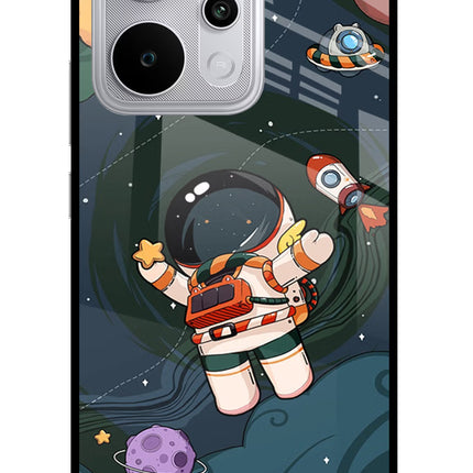 Cartoon Astronaut Realme P4 Power 5G Glass Case Back Cover by Casekaro