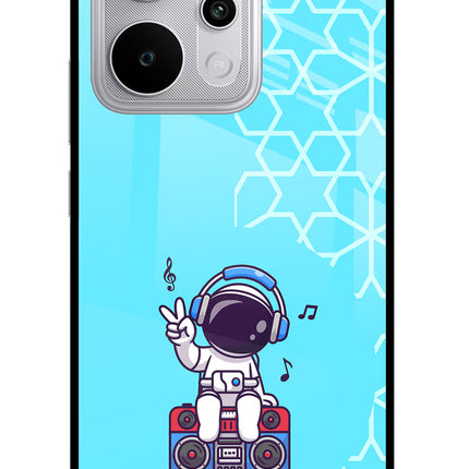 Cute Astronaut Chilling Realme P4 Power 5G Glass Case Back Cover by Casekaro