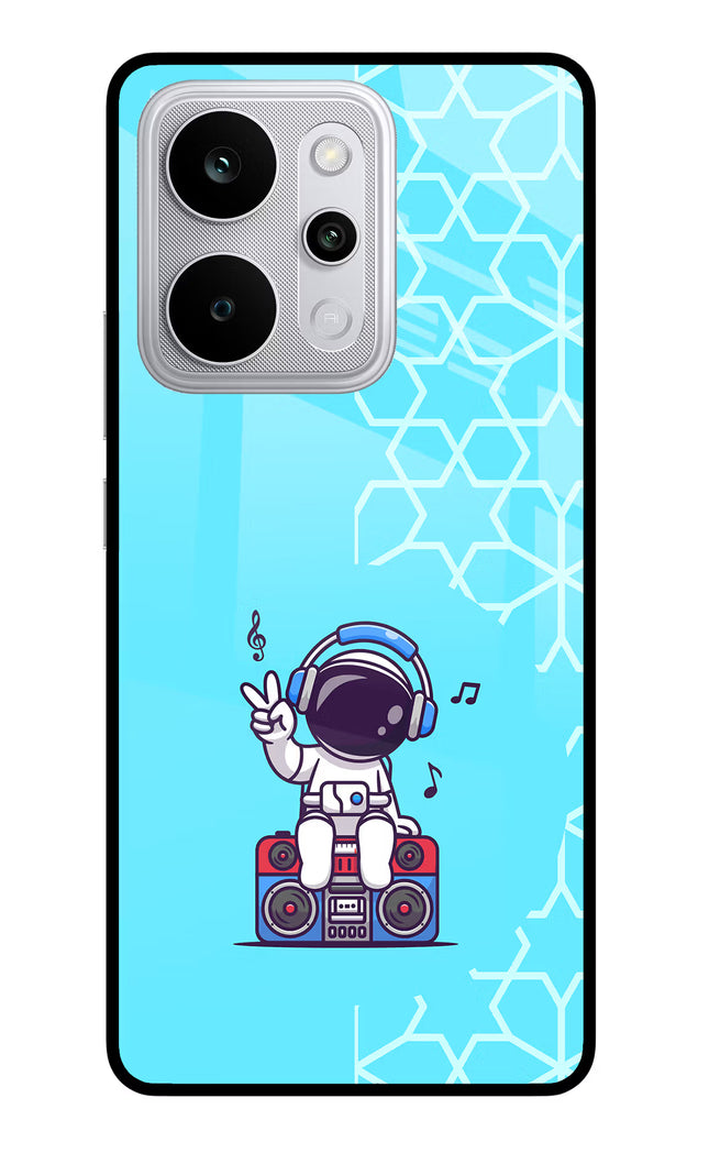 Cute Astronaut Chilling Realme P4 Power 5G Glass Case Back Cover by Casekaro