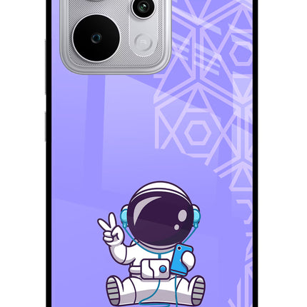 Cute Astronaut Chilling Realme P4 Power 5G Glass Case Back Cover by Casekaro