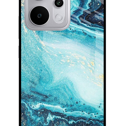 Blue Glitter Marble Realme P4 Power 5G Glass Case Back Cover by Casekaro