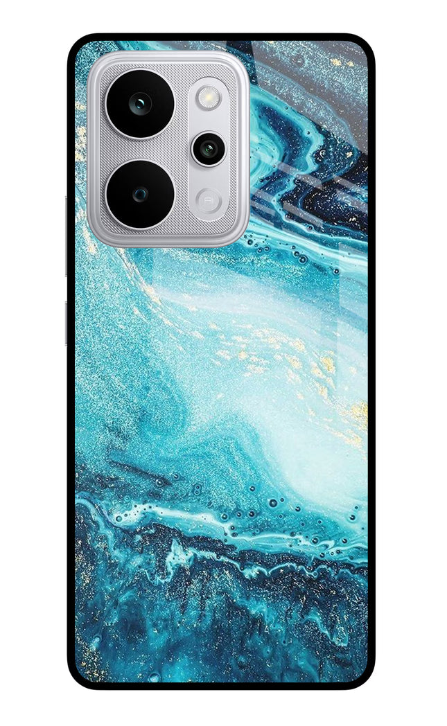 Blue Glitter Marble Realme P4 Power 5G Glass Case Back Cover by Casekaro