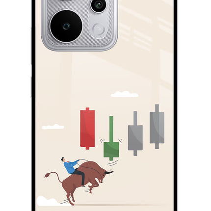 Bull Trading Momentum Realme P4 Power 5G Glass Case Back Cover by Casekaro
