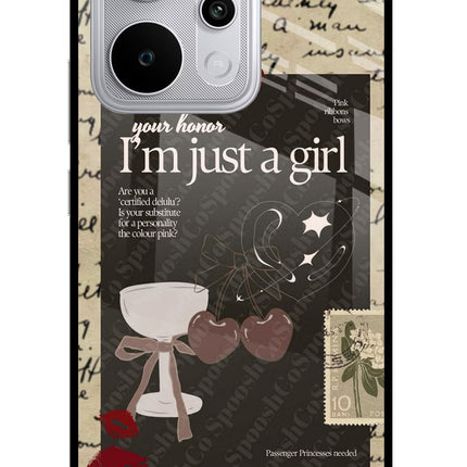 I am just a girl Realme P4 Power 5G Glass Case Back Cover by Casekaro