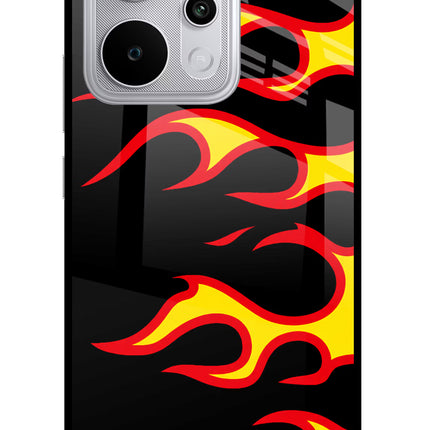Side Sweep Flames Realme P4 Power 5G Glass Case Back Cover by Casekaro