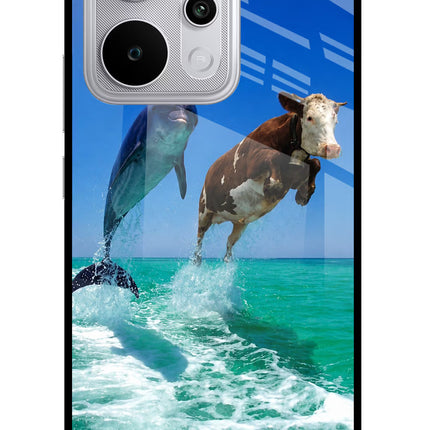 Dolphin vs Cow Realme P4 Power 5G Glass Case Back Cover by Casekaro