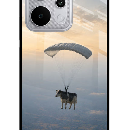 Skydiving Cow Realme P4 Power 5G Glass Case Back Cover by Casekaro