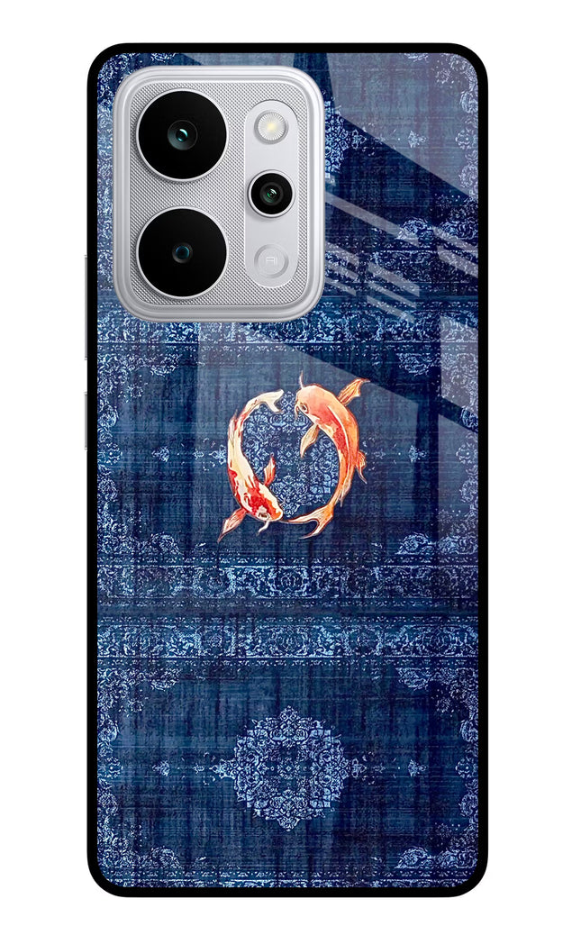 Koi Blue Realme P4 Power 5G Glass Case Back Cover by Casekaro