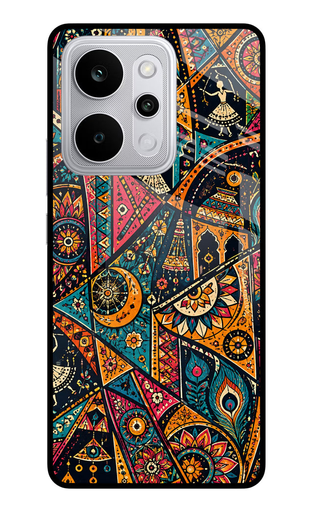 Folk Print Realme P4 Power 5G Glass Case Back Cover by Casekaro