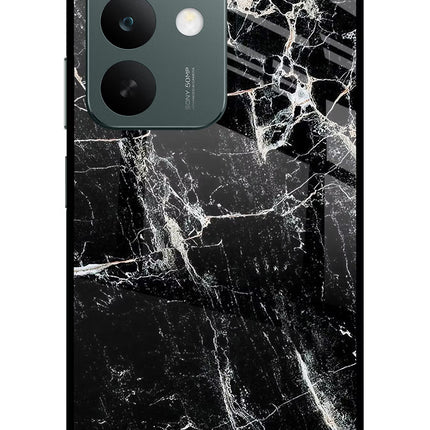 Black Marble Texture Realme C85 5G Glass Case Back Cover by Casekaro