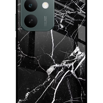 Black Marble Pattern Realme C85 5G Glass Case Back Cover by Casekaro