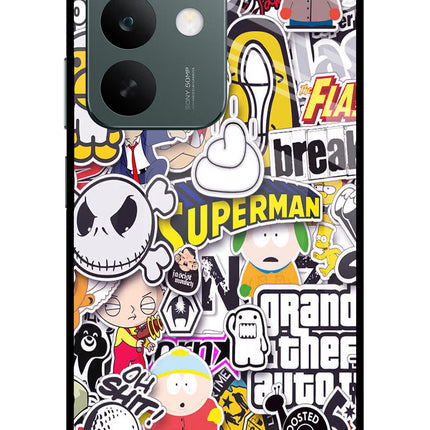Sticker Bomb Realme C85 5G Glass Case Back Cover by Casekaro