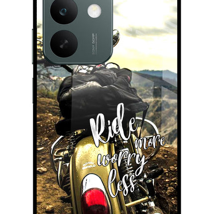 Ride More Worry Less Realme C85 5G Glass Case Back Cover by Casekaro