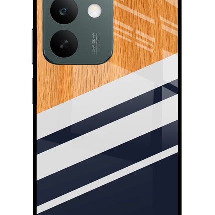 Blue and white wooden Realme C85 5G Glass Case Back Cover by Casekaro