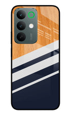 Blue and white wooden Realme C85 5G Glass Case Back Cover by Casekaro