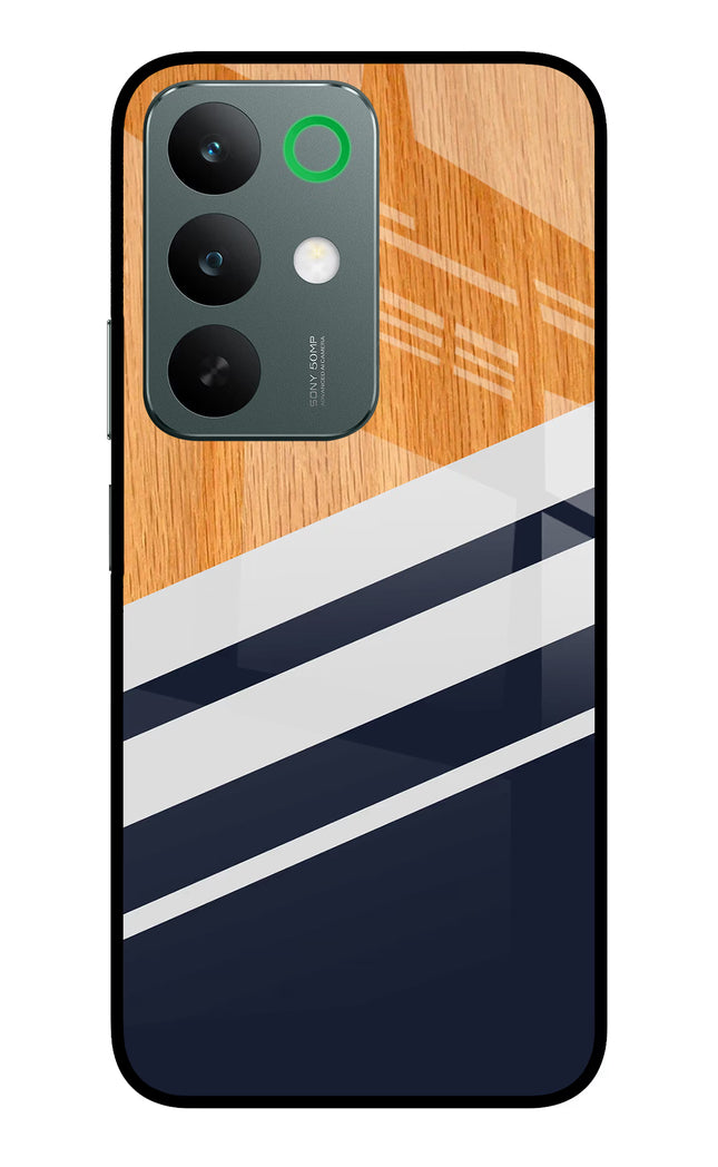 Blue and white wooden Realme C85 5G Glass Case Back Cover by Casekaro