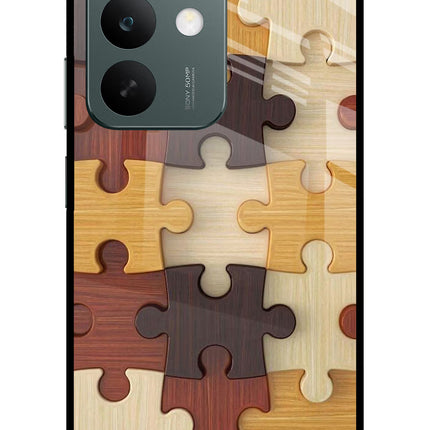 Wooden Puzzle Realme C85 5G Glass Case Back Cover by Casekaro