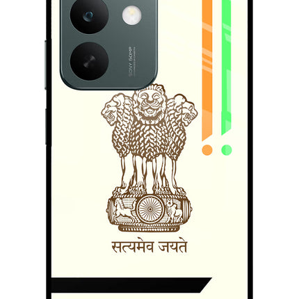 Satyamev Jayate Brown Logo Realme C85 5G Glass Case Back Cover by Casekaro