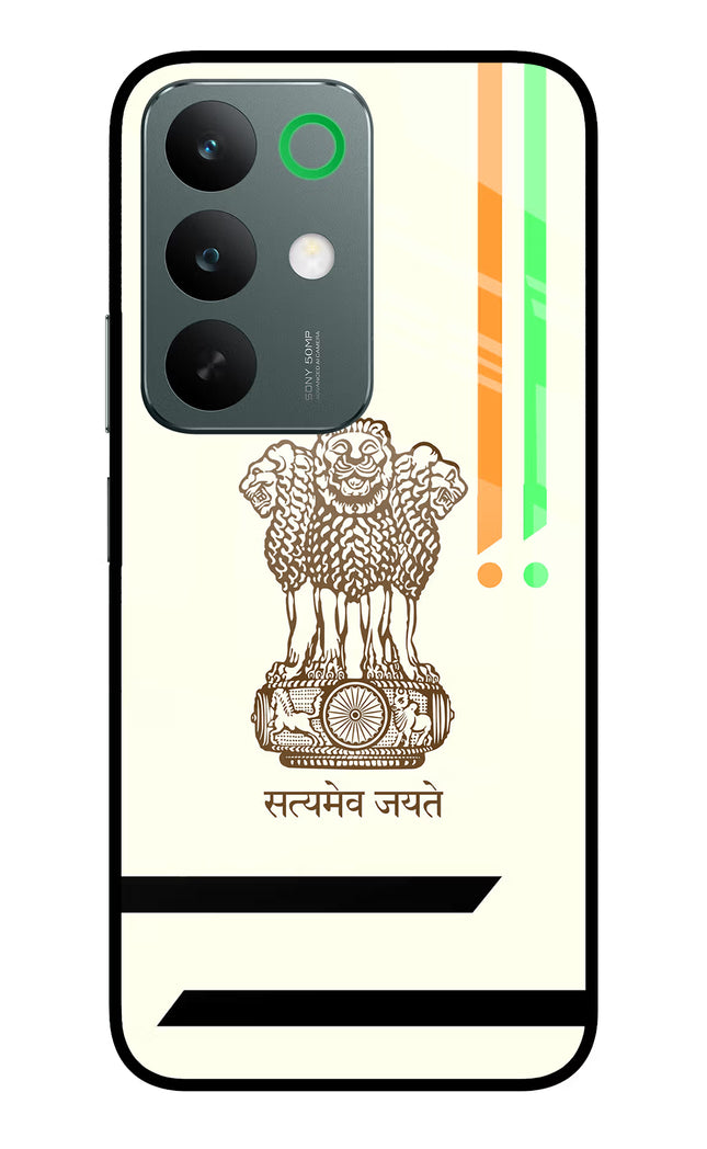 Satyamev Jayate Brown Logo Realme C85 5G Glass Case Back Cover by Casekaro