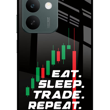 Eat Sleep Trade Repeat Realme C85 5G Glass Case Back Cover by Casekaro